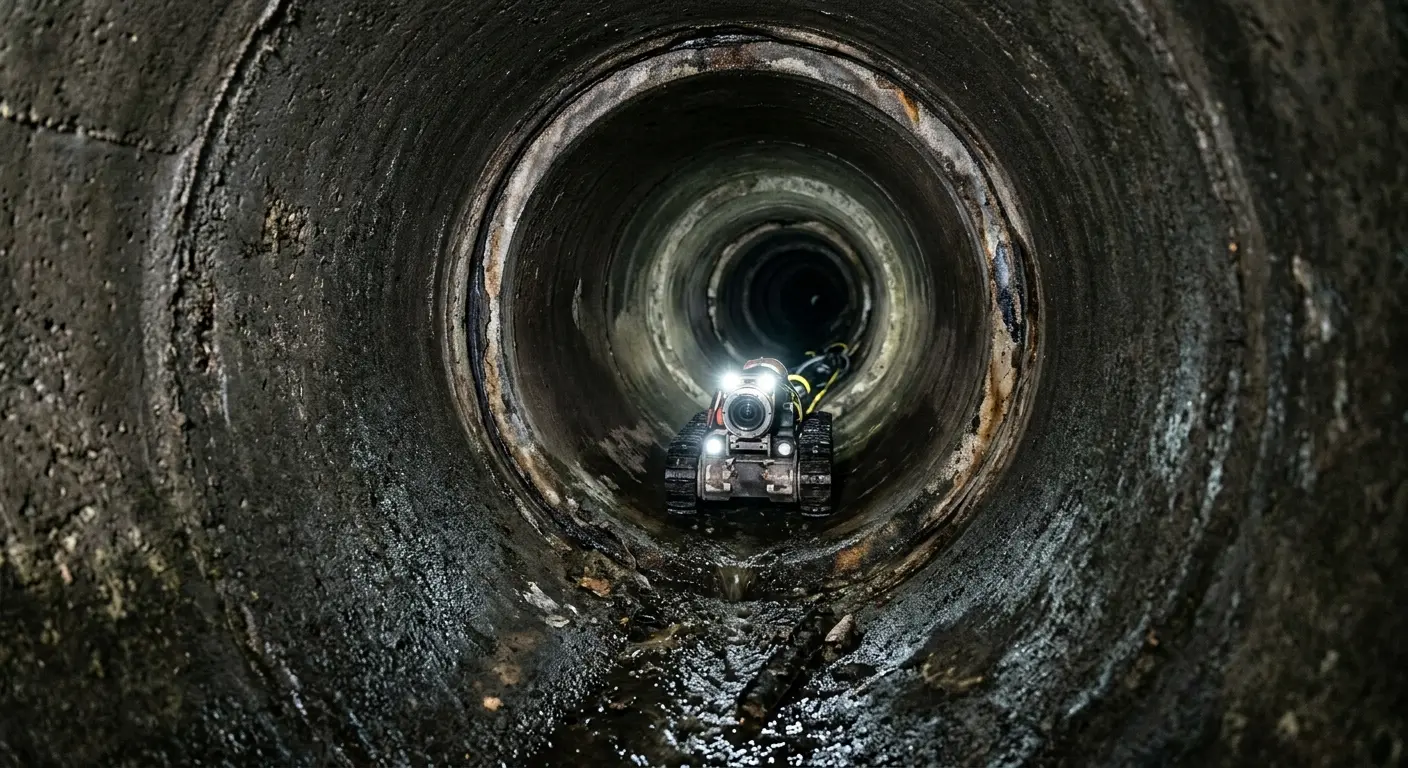 Robotic sewer camera inspecting pipe interior for Sewer Line Cleaning in St. Augustine Shores
